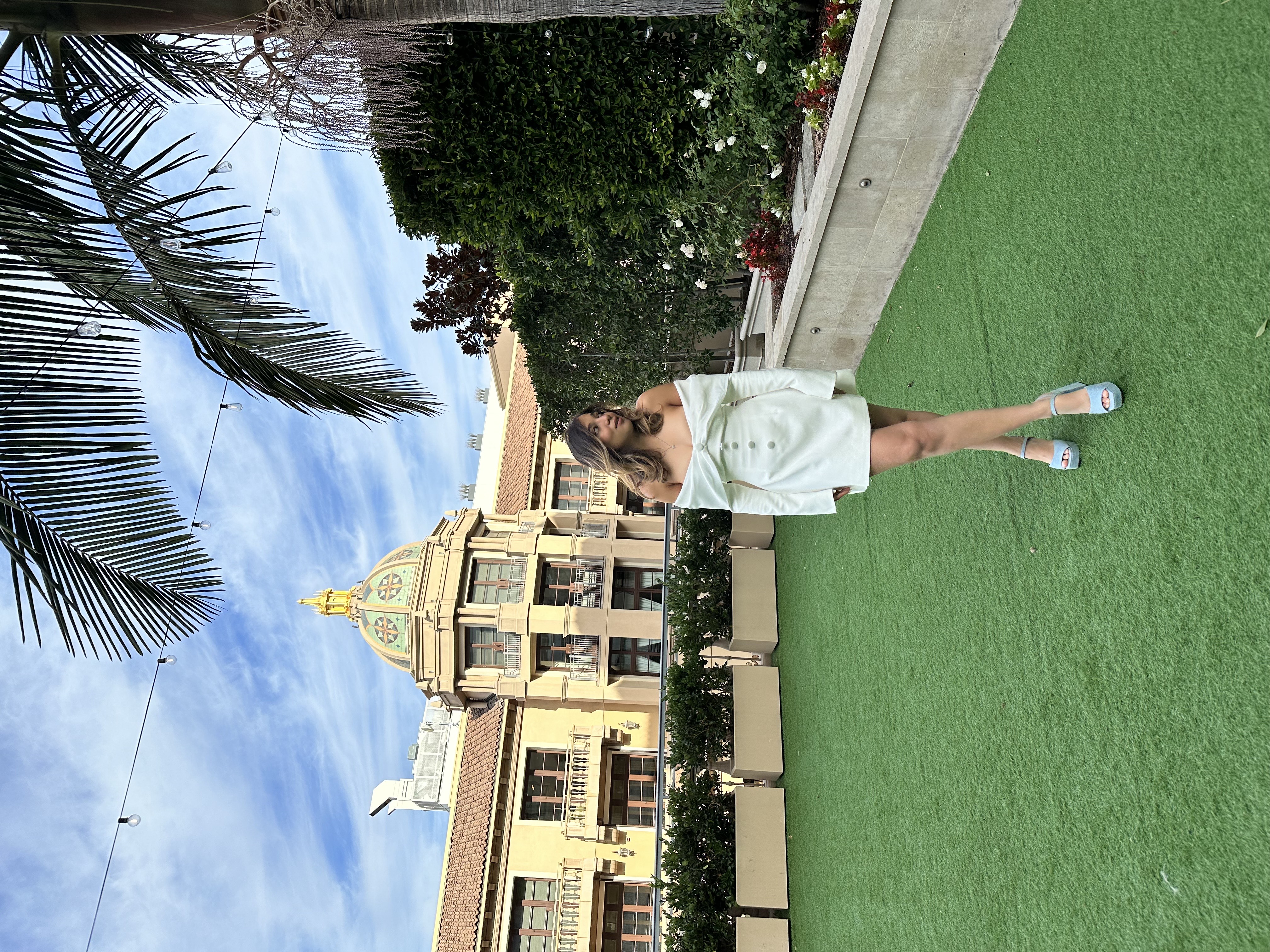 Woman with makeup setup